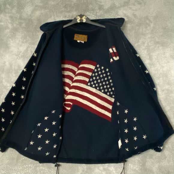 Bear‎ Ridge Outfitters Fleece Jacket Mens Large Full Zip Made USA Flag Stars - Picture 10 of 14